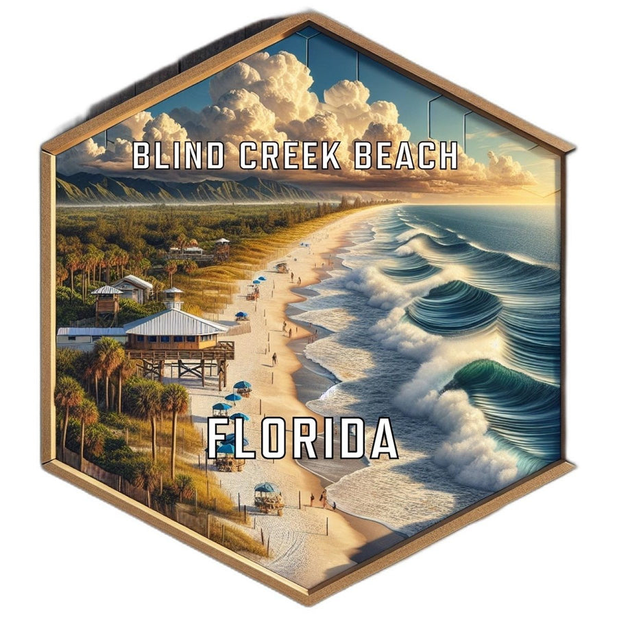 Blind Creek Beach Florida Souvenir Travel Destination Die Cut Hexagon Fridge Magnet Image 1