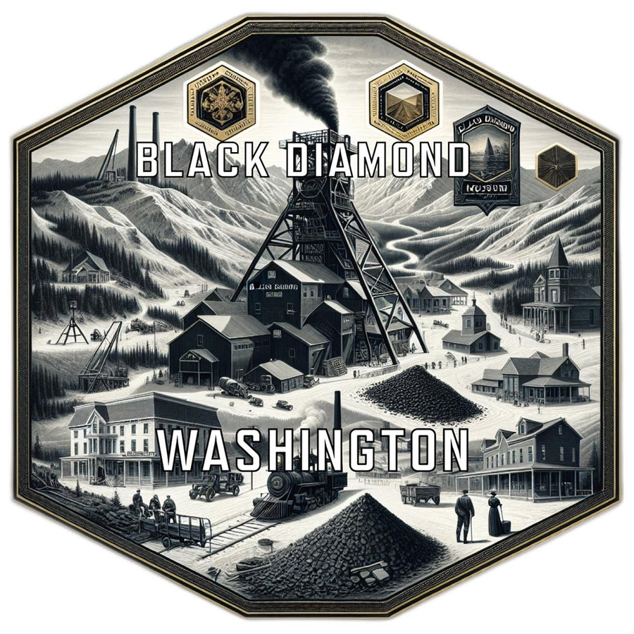 Black Diamond Washington Souvenir Travel Destination Die Cut Hexagon Fridge Magnet Image 1