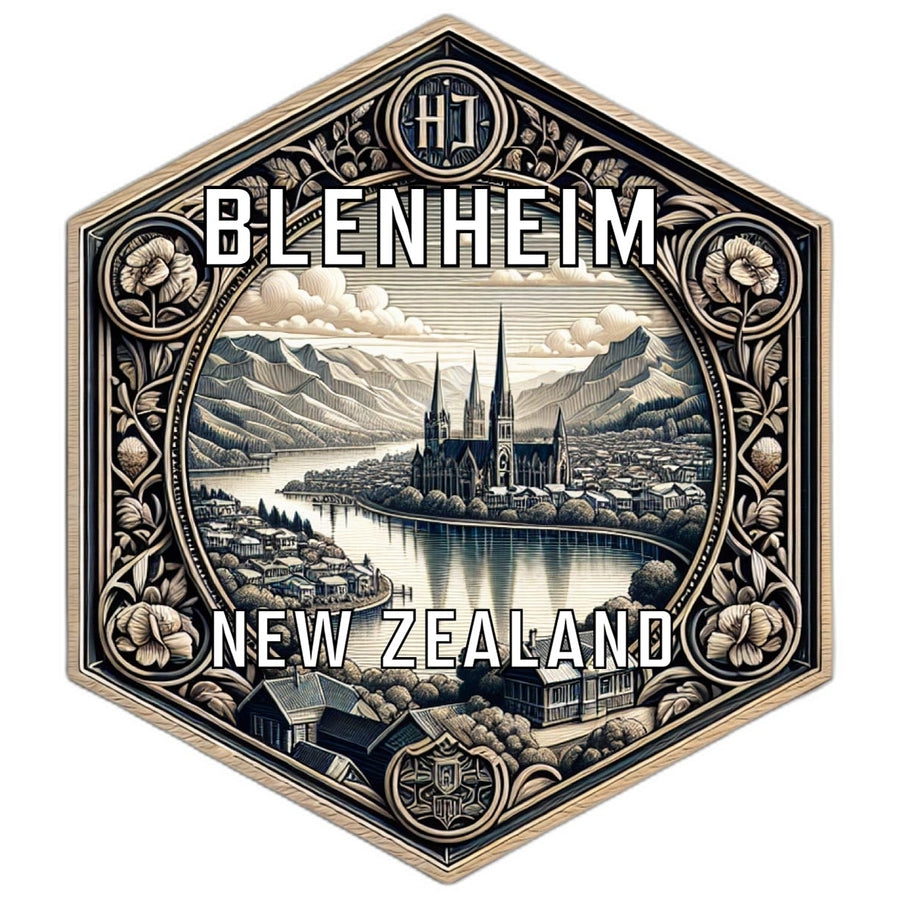 Blenheim Zealand Souvenir Travel Destination Die Cut Hexagon Fridge Magnet Image 1