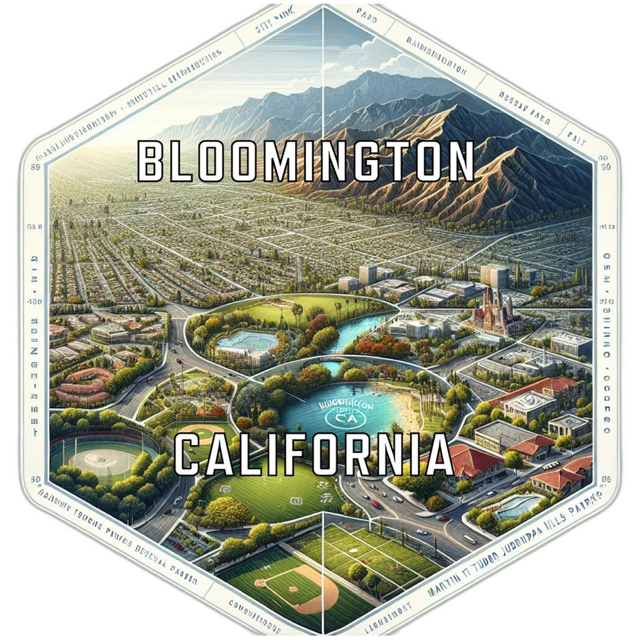 Bloomington California Souvenir Travel Destination Die Cut Hexagon Fridge Magnet Image 1