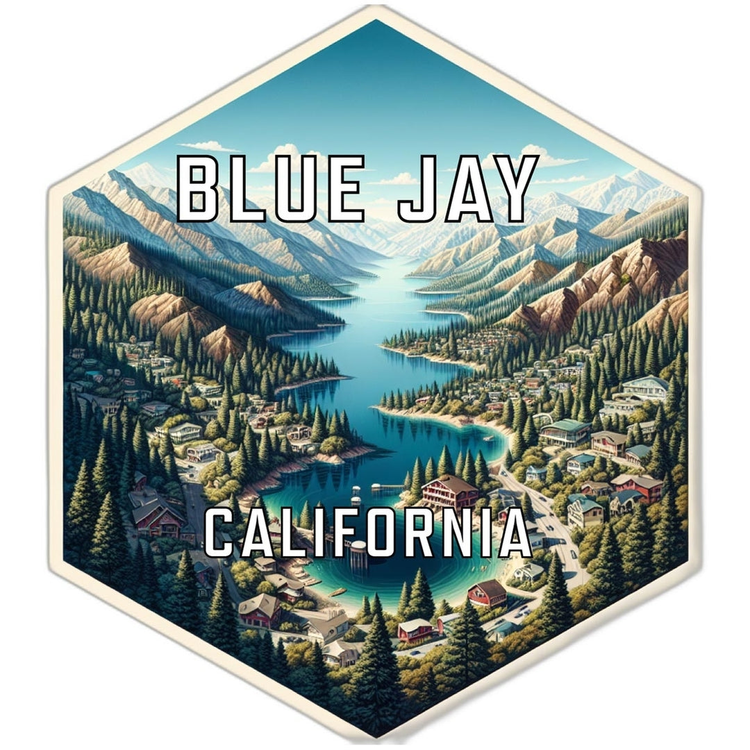 Blue Jay California Souvenir Travel Destination Die Cut Hexagon Fridge Magnet Image 1