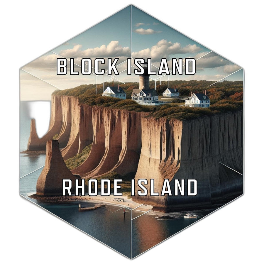 Block Island Rhode Island Souvenir Travel Destination Die Cut Hexagon Fridge Magnet Image 1