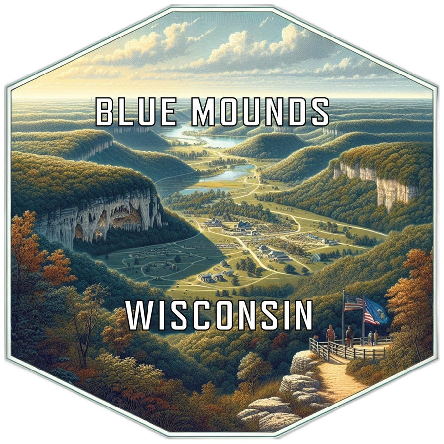 Blue Mounds Wisconsin Souvenir Travel Destination Die Cut Hexagon Fridge Magnet Image 1