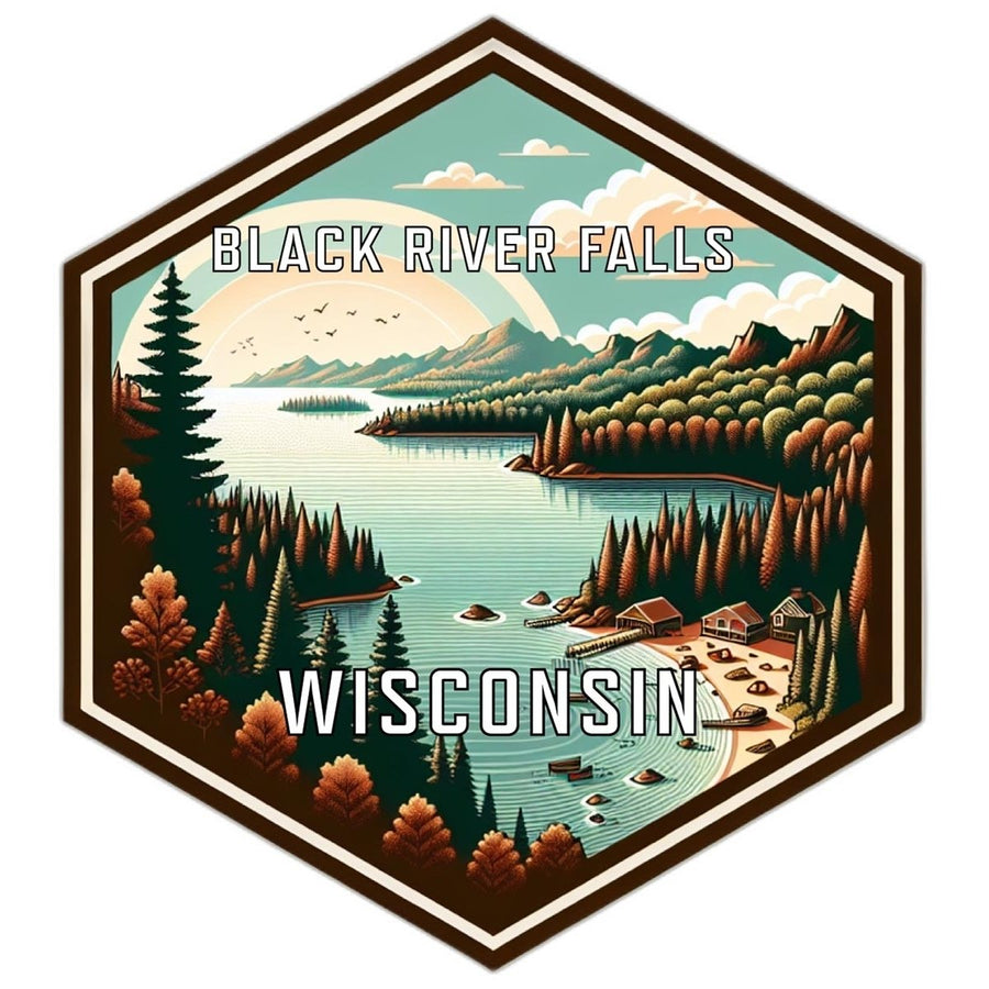 Black River Falls Wisconsin Souvenir Travel Destination Die Cut Hexagon Fridge Magnet Image 1