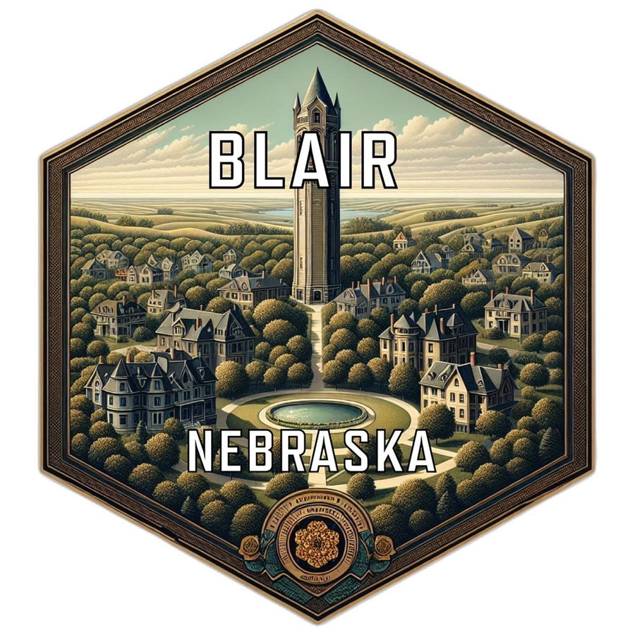 Blair Nebraska Souvenir Travel Destination Die Cut Hexagon Fridge Magnet Image 1