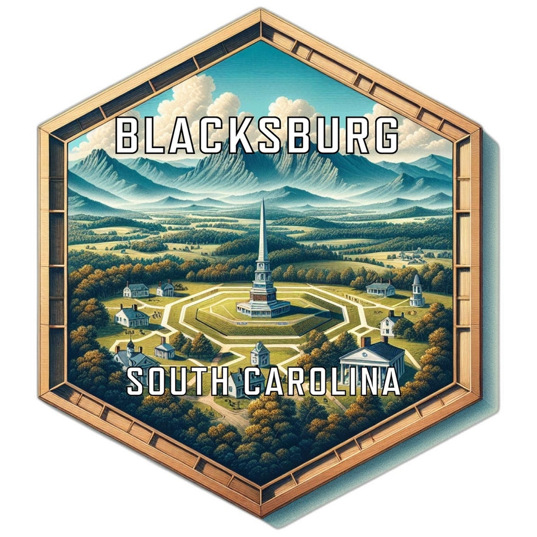 Blacksburg South Carolina Souvenir Travel Destination Die Cut Hexagon Fridge Magnet Image 1