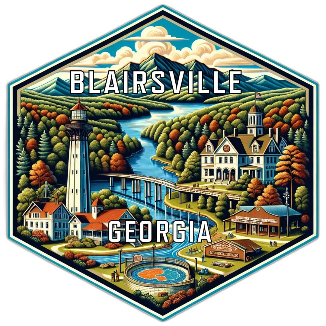 Blairsville Georgia Souvenir Travel Destination Die Cut Hexagon Fridge Magnet Image 1