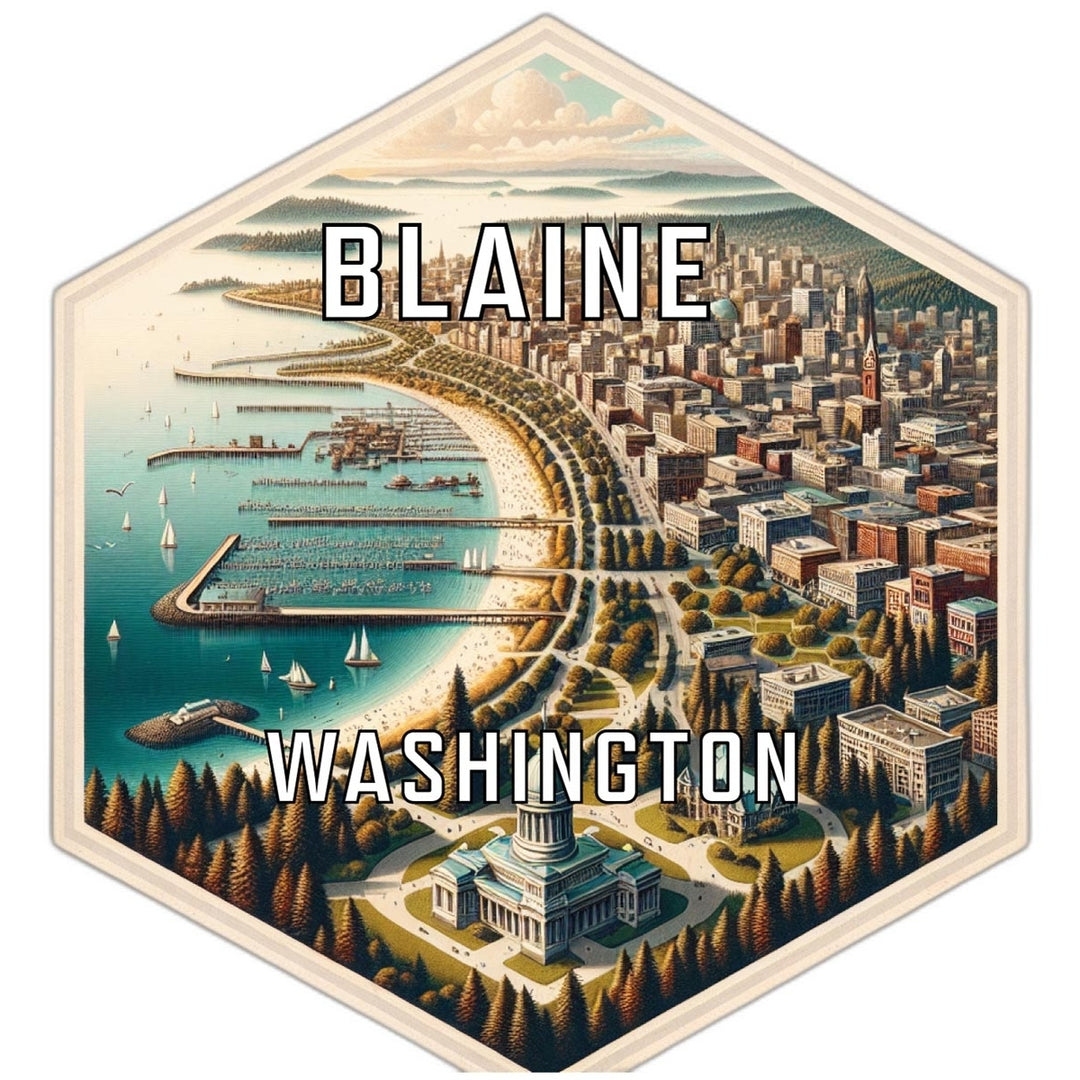 Blaine Washington Souvenir Travel Destination Die Cut Hexagon Fridge Magnet Image 1