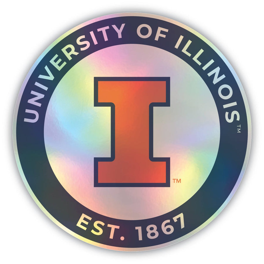 Illinois Fighting Illini Holographic Vinyl Decal Sticker Officially Licensed Collegiate Product Image 1