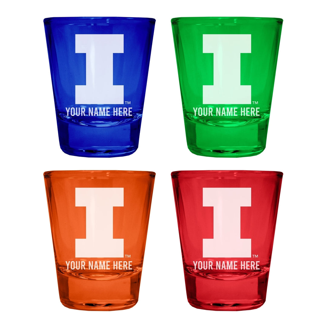 Illinois Fighting Illini Customizable Engraved Full Color 2oz Shot Glass Officially Licensed Collegiate Product Image 3