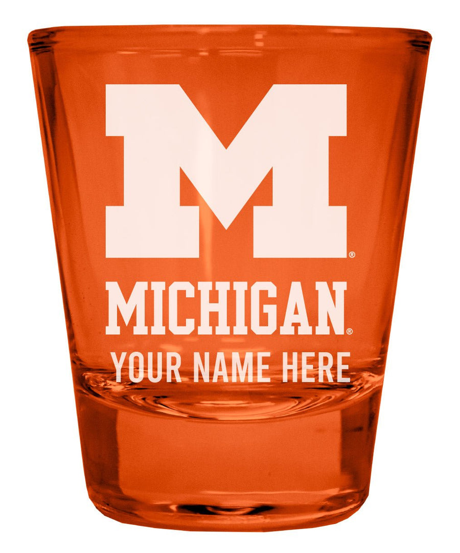 Michigan Wolverines Customizable Engraved Full Color 2oz Shot Glass Officially Licensed Collegiate Product Image 1