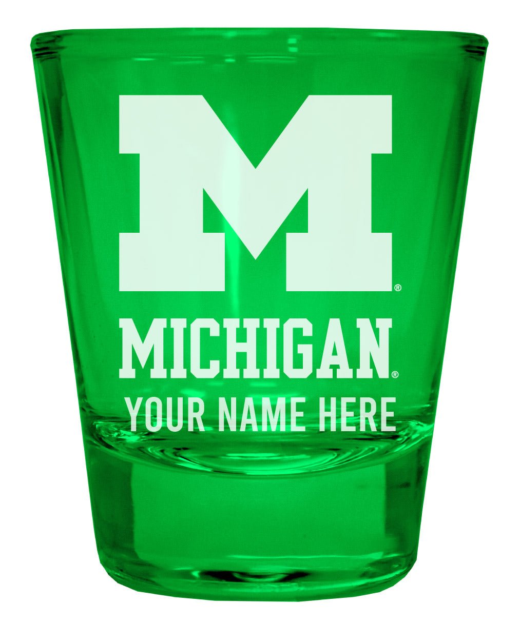 Michigan Wolverines Customizable Engraved Full Color 2oz Shot Glass Officially Licensed Collegiate Product Image 2