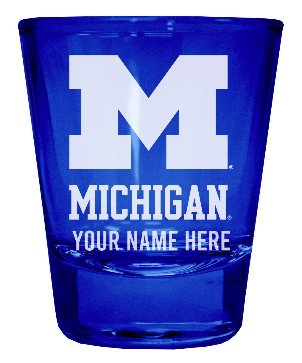 Michigan Wolverines Customizable Engraved Full Color 2oz Shot Glass Officially Licensed Collegiate Product Image 3