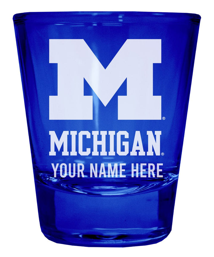 Michigan Wolverines Customizable Engraved Full Color 2oz Shot Glass Officially Licensed Collegiate Product Image 1