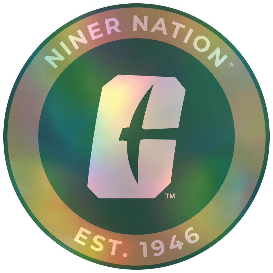 North Carolina Charlotte Forty-Niners Holographic Vinyl Decal Sticker Officially Licensed Collegiate Product Image 1