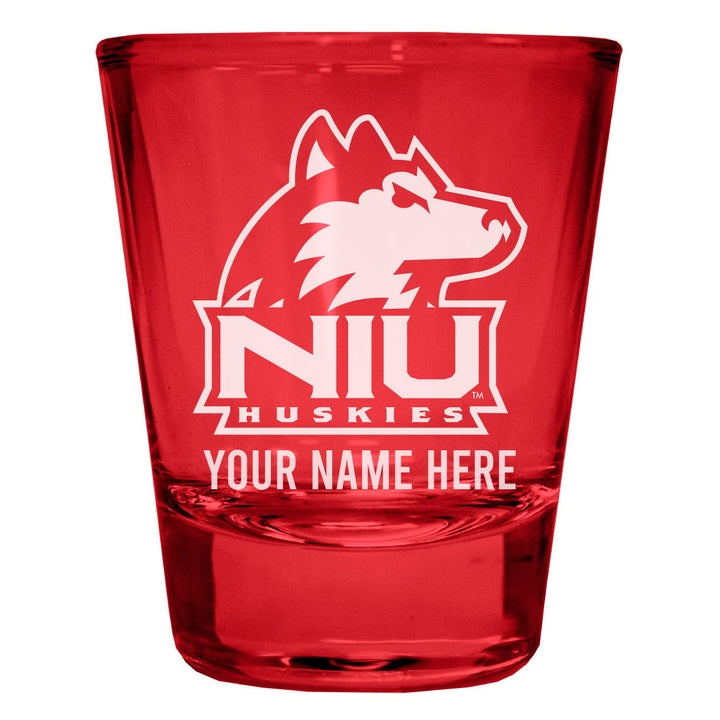 Northern Illinois Huskies Customizable Engraved Full Color 2oz Shot Glass Officially Licensed Collegiate Product Image 1