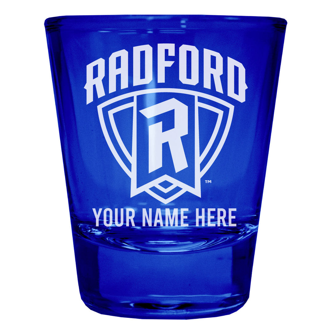 Radford University Highlanders Customizable Engraved Full Color 2oz Shot Glass Officially Licensed Collegiate Product Image 1