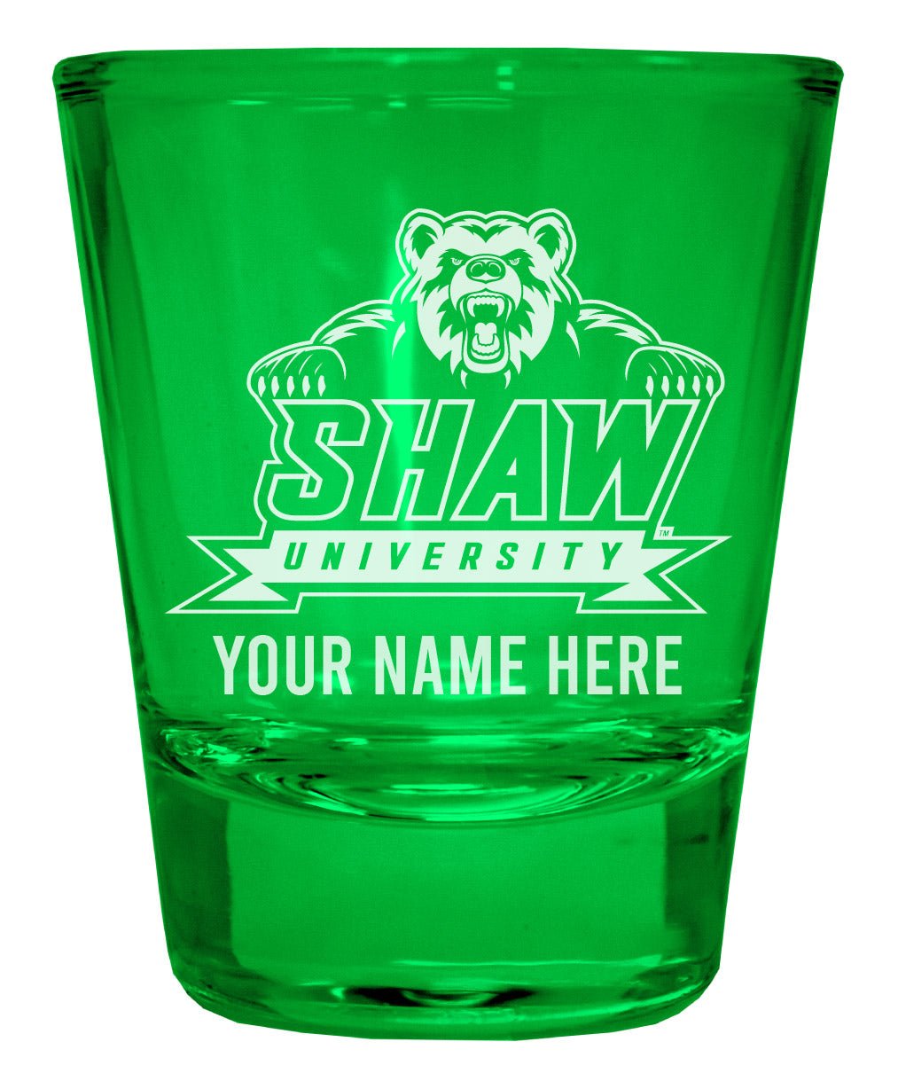 Shaw University Bears Customizable Engraved Full Color 2oz Shot Glass Officially Licensed Collegiate Product Image 1