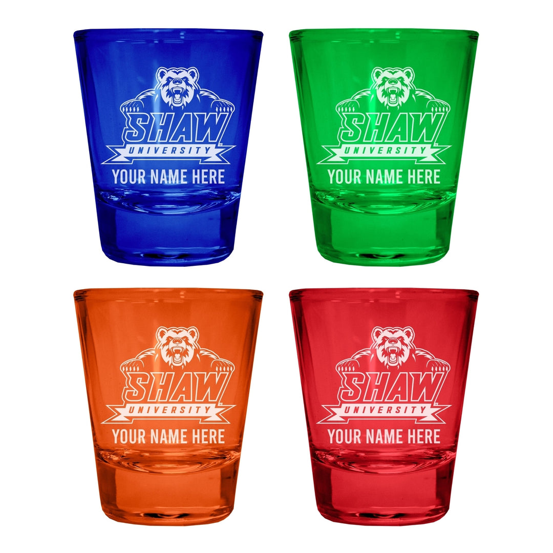 Shaw University Bears Customizable Engraved Full Color 2oz Shot Glass Officially Licensed Collegiate Product Image 2