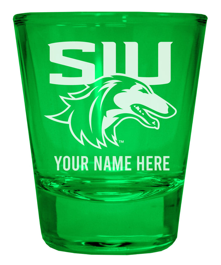 Southern Illinois Salukis Customizable Engraved Full Color 2oz Shot Glass Officially Licensed Collegiate Product Image 1