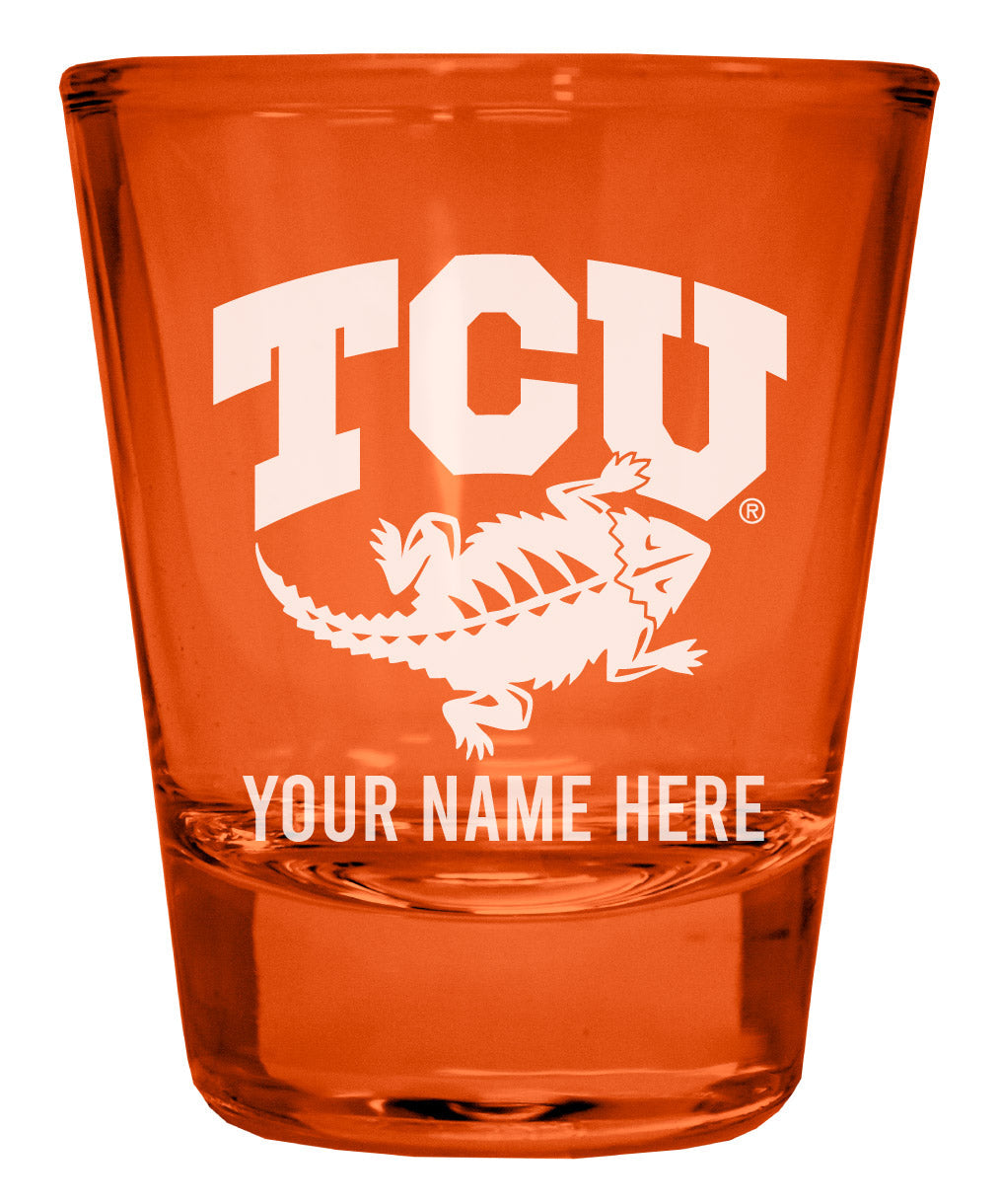 Texas Christian University Customizable Engraved Full Color 2oz Shot Glass Officially Licensed Collegiate Product Image 1