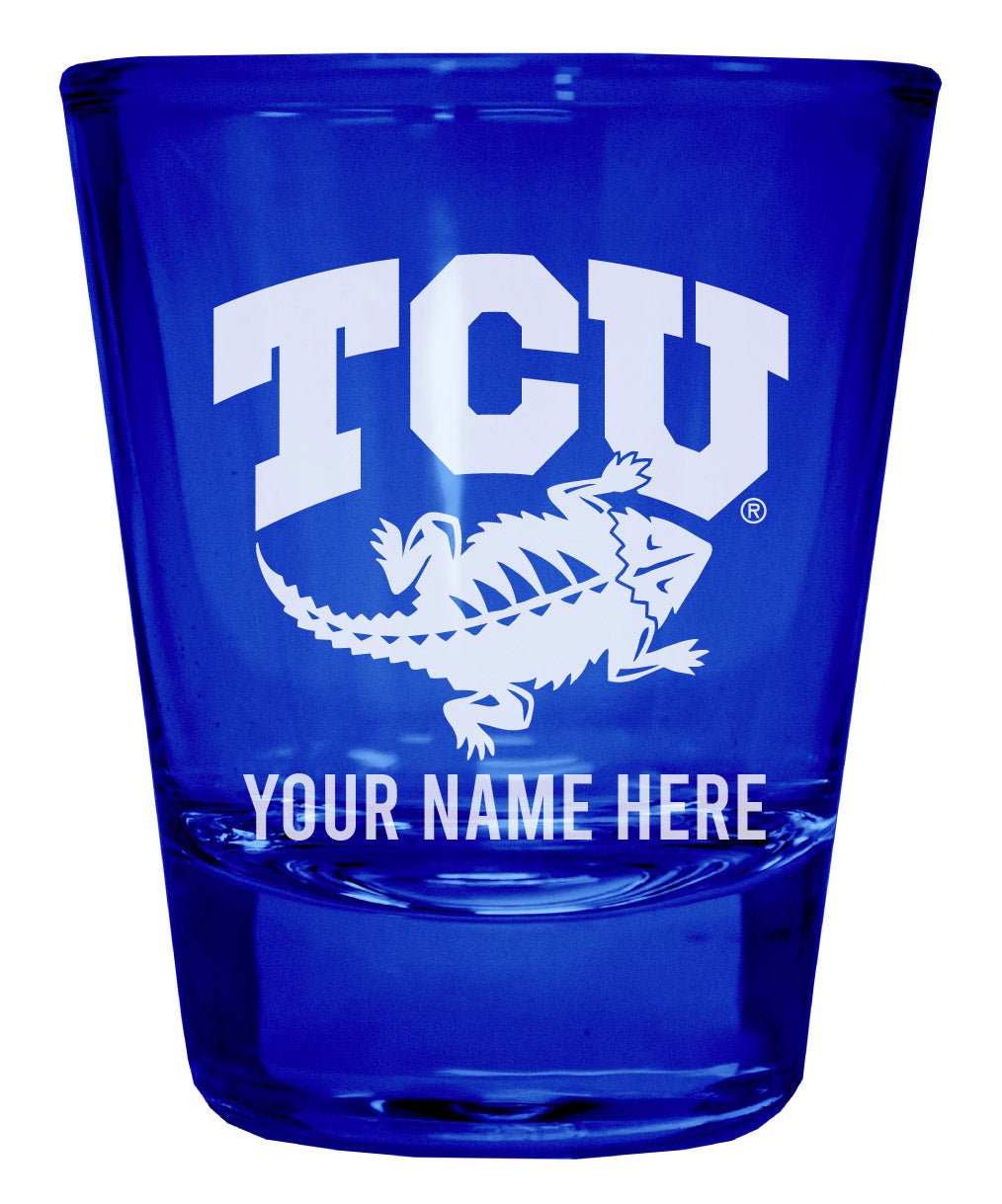 Texas Christian University Customizable Engraved Full Color 2oz Shot Glass Officially Licensed Collegiate Product Image 2