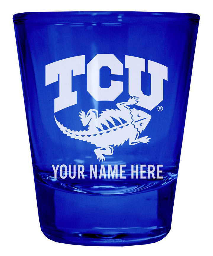 Texas Christian University Customizable Engraved Full Color 2oz Shot Glass Officially Licensed Collegiate Product Image 2