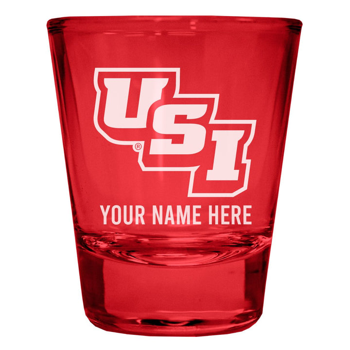 University of Southern Indiana Customizable Engraved Full Color 2oz Shot Glass Officially Licensed Collegiate Product Image 1