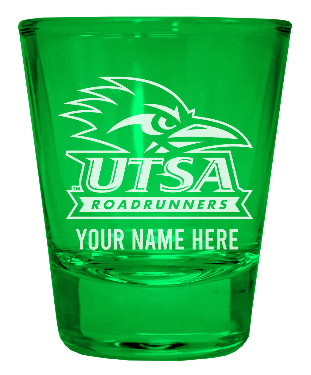 UTSA Road Runners Customizable Engraved Full Color 2oz Shot Glass Officially Licensed Collegiate Product Image 1