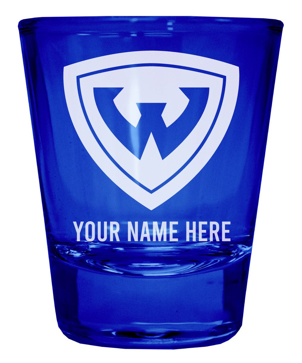 Wayne State Customizable Engraved Full Color 2oz Shot Glass Officially Licensed Collegiate Product Image 1