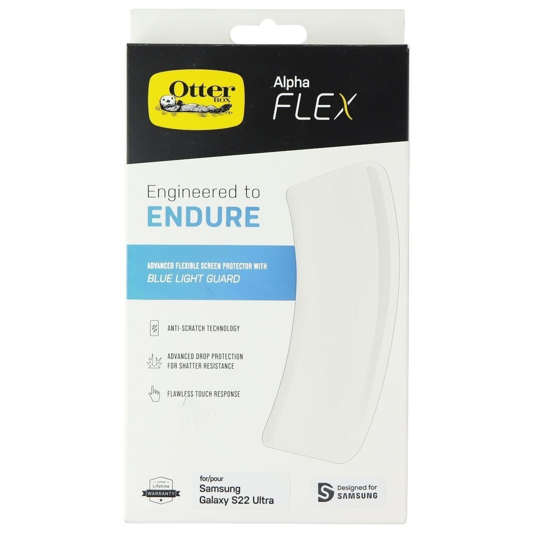 OtterBox Alpha Flex Blue Light Screen Protector for Samsung Galaxy S22 Ultra Image 1