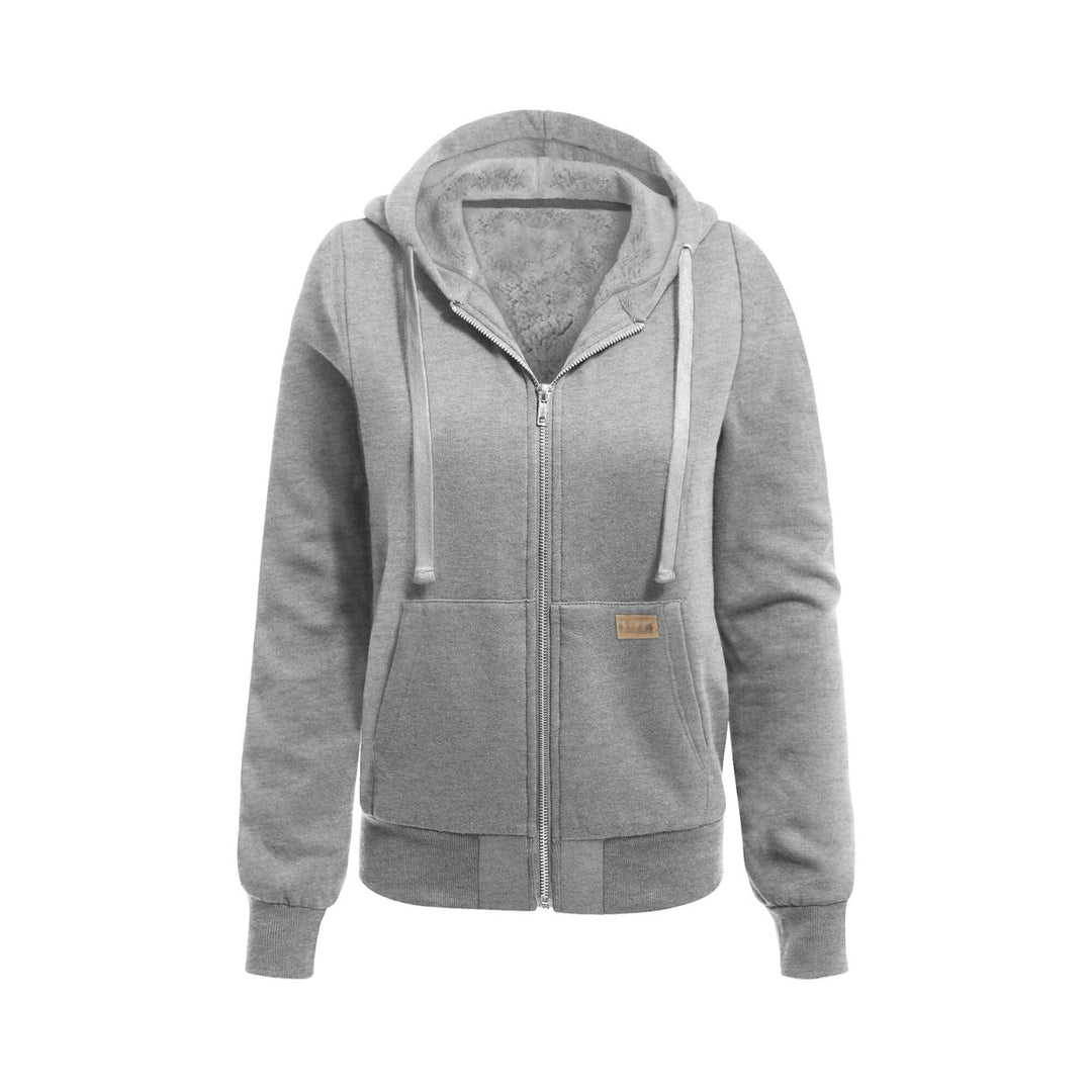 1-Piece Womens Ultra-Soft Cozy Comfy Fleece Sherpa-Lined Zip-Up Hoodie Image 3