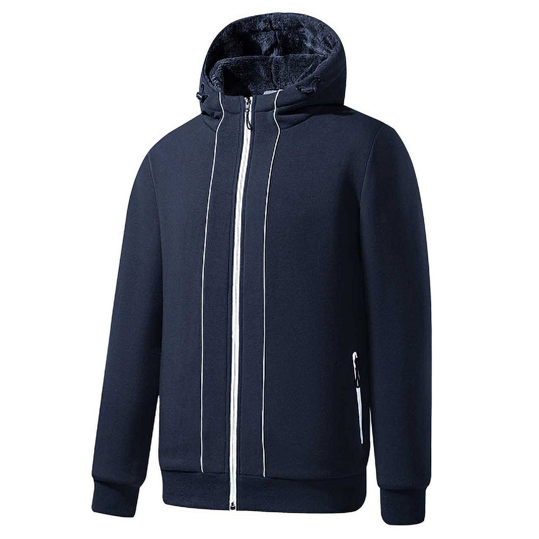 1-Piece Mens Winter Warm Soft Plush faux Lined Full-Zip Hoodie for Everyday Wear (Big and Tall Sizes Available) Image 2