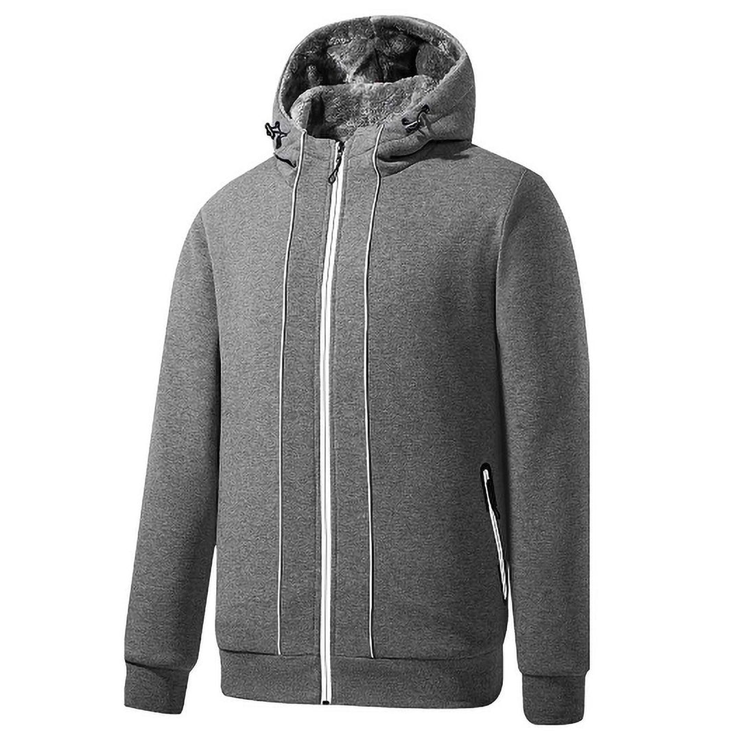 1-Piece Mens Winter Warm Soft Plush faux Lined Full-Zip Hoodie for Everyday Wear (Big and Tall Sizes Available) Image 3