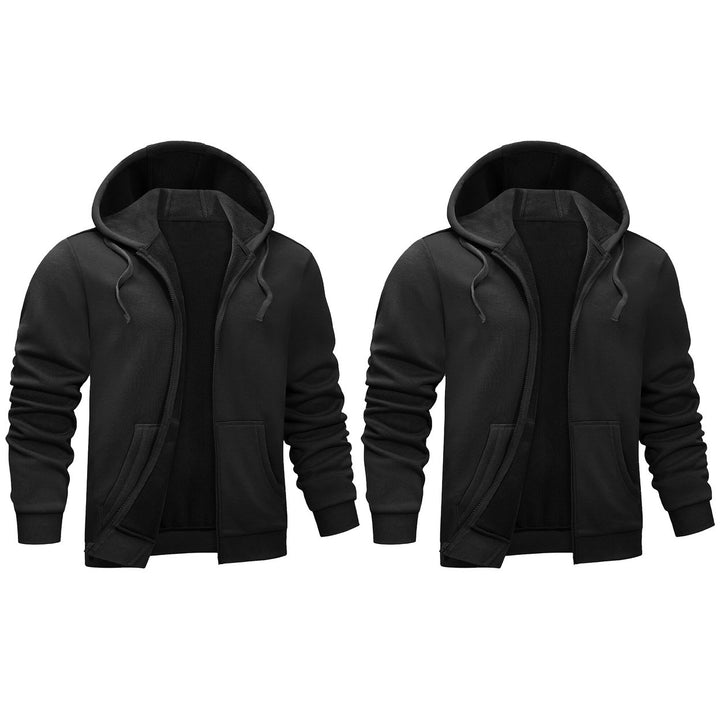 2-Piece Mens Soft Winter Warm Cozy Fleece Lined Full-Zip Hoodie for Everyday Wear (Big and Tall Sizes Available) Image 1