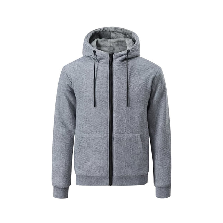 1-Piece Mens Winter Warm faux Lined Stylish Plush Jacquard Hoodie Perfect for Cold Weather Image 4