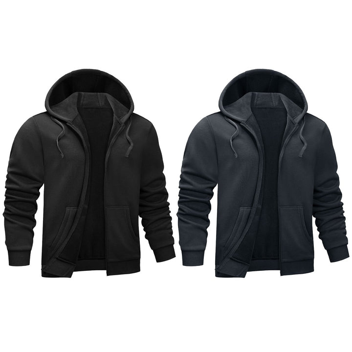 2-Piece Mens Soft Winter Warm Cozy Fleece Lined Full-Zip Hoodie for Everyday Wear (Big and Tall Sizes Available) Image 4