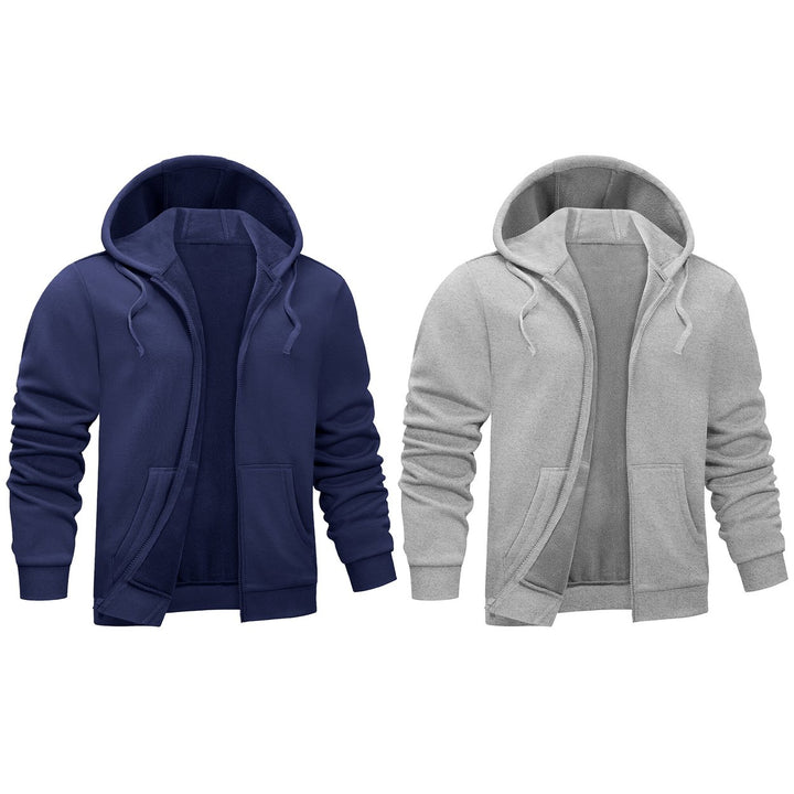 2-Piece Mens Soft Winter Warm Cozy Fleece Lined Full-Zip Hoodie for Everyday Wear (Big and Tall Sizes Available) Image 6