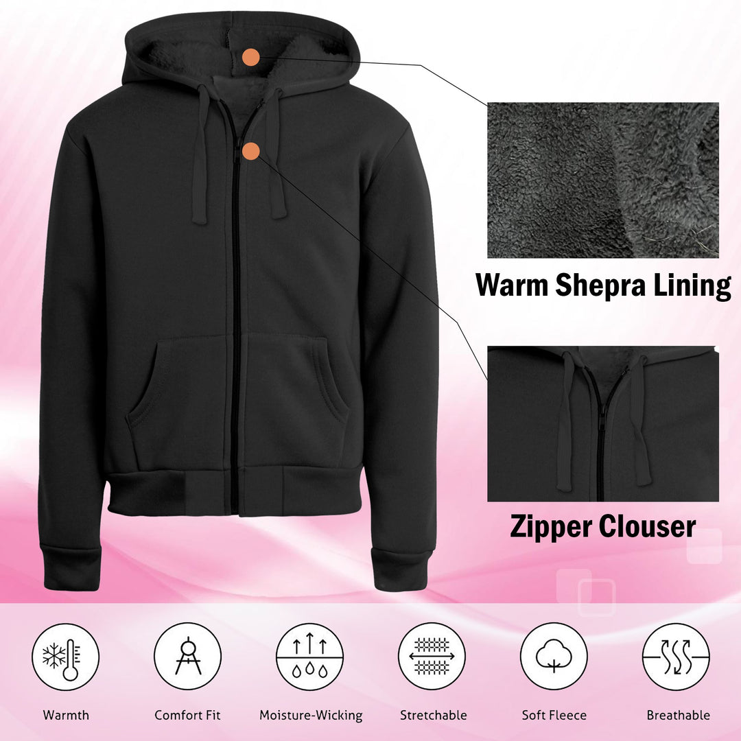 1-Piece Mens Ultra-Soft Heavy-Weight Cozy Comfy Sherpa-Lined Zip-Up Hoodie ( Big and Tall Sizes Available) Image 11