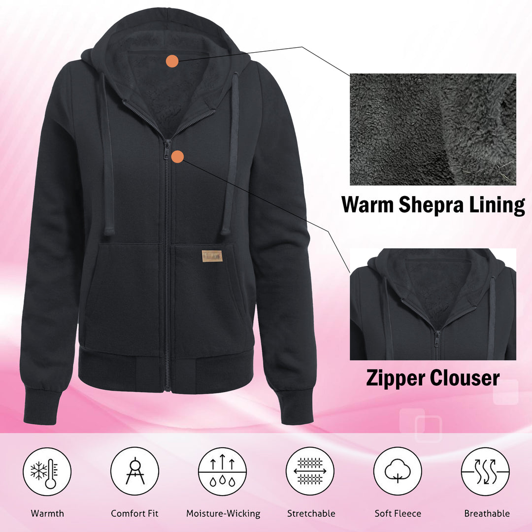 1-Piece Womens Ultra-Soft Cozy Comfy Fleece Sherpa-Lined Zip-Up Hoodie Image 11