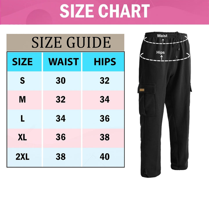 1-Piece Mens Winter Warm Comfy Fleece Lined Cargo Pants w/ Functional Pockets for Outdoor and Casual Wear (Big and Tall Image 12