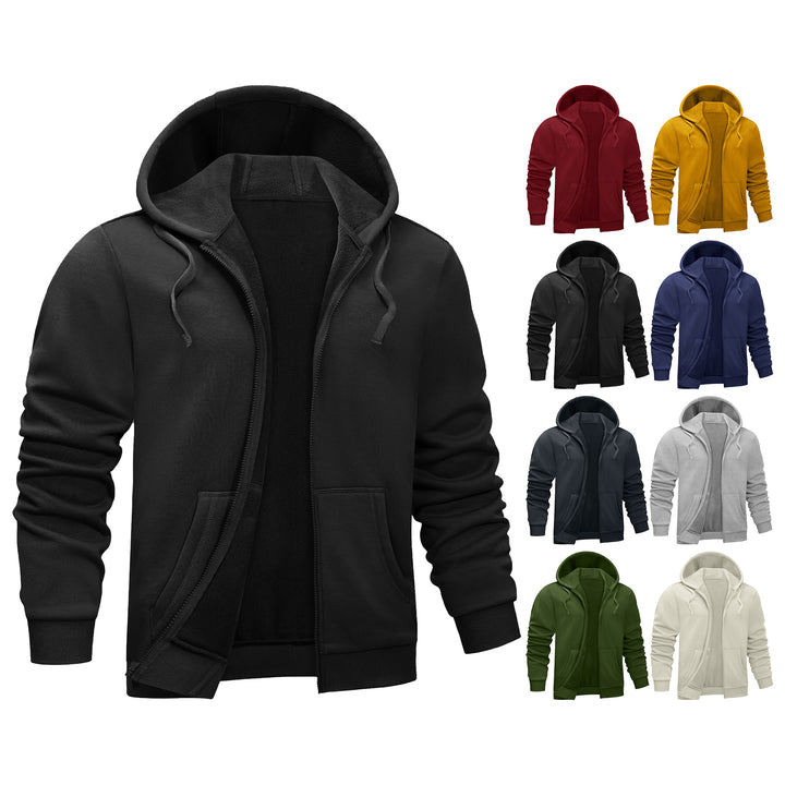 2-Piece Mens Soft Winter Warm Cozy Fleece Lined Full-Zip Hoodie for Everyday Wear (Big and Tall Sizes Available) Image 9