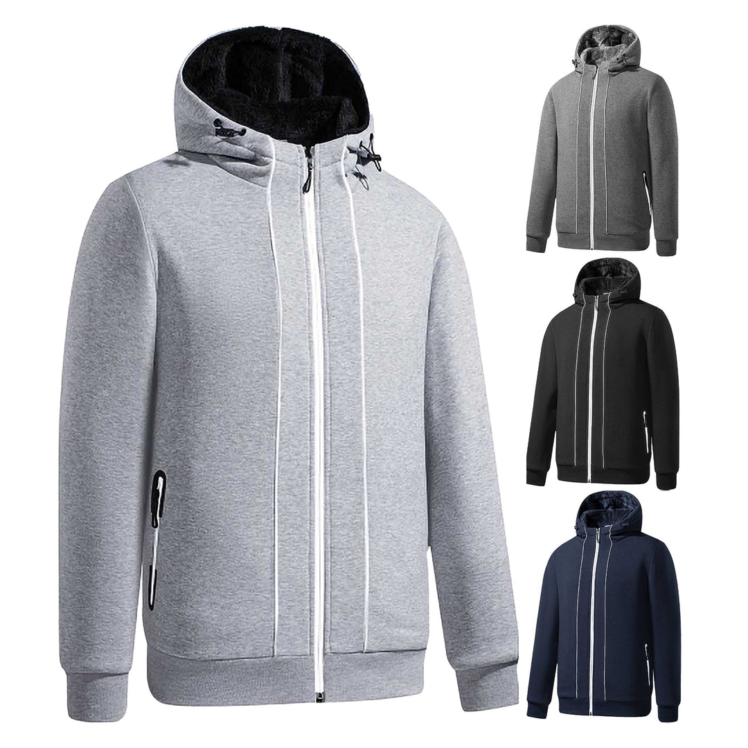 1-Piece Mens Winter Warm Soft Plush faux Lined Full-Zip Hoodie for Everyday Wear (Big and Tall Sizes Available) Image 4