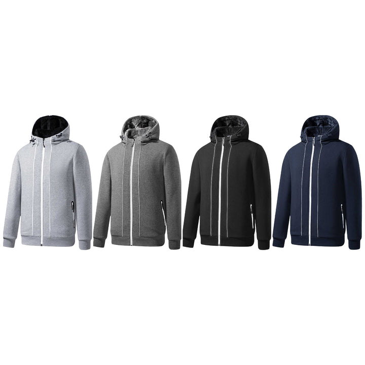 1-Piece Mens Winter Warm Soft Plush faux Lined Full-Zip Hoodie for Everyday Wear (Big and Tall Sizes Available) Image 6