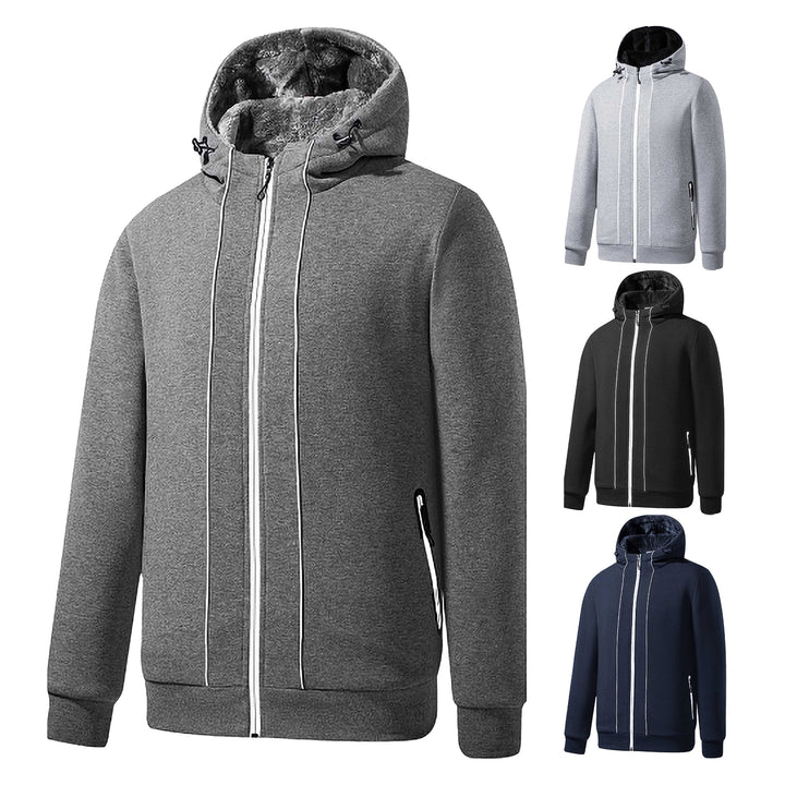 1-Piece Mens Winter Warm Soft Plush faux Lined Full-Zip Hoodie for Everyday Wear (Big and Tall Sizes Available) Image 8