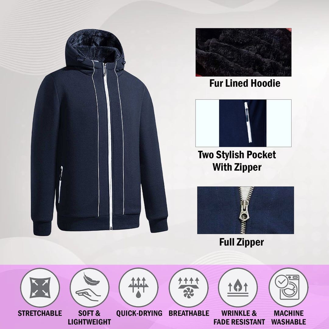 1-Piece Mens Winter Warm Soft Plush faux Lined Full-Zip Hoodie for Everyday Wear (Big and Tall Sizes Available) Image 10