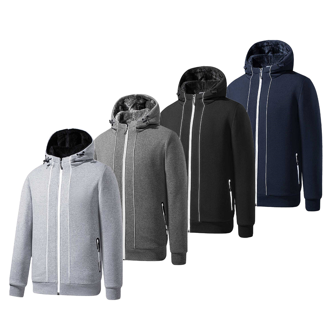 1-Piece Mens Winter Warm Soft Plush faux Lined Full-Zip Hoodie for Everyday Wear (Big and Tall Sizes Available) Image 11