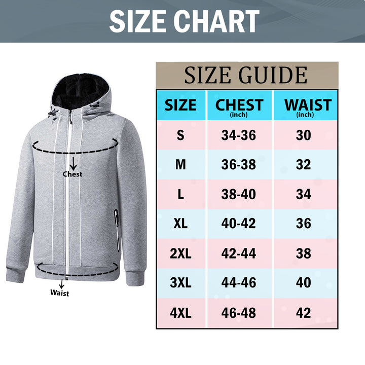 1-Piece Mens Winter Warm Soft Plush faux Lined Full-Zip Hoodie for Everyday Wear (Big and Tall Sizes Available) Image 12