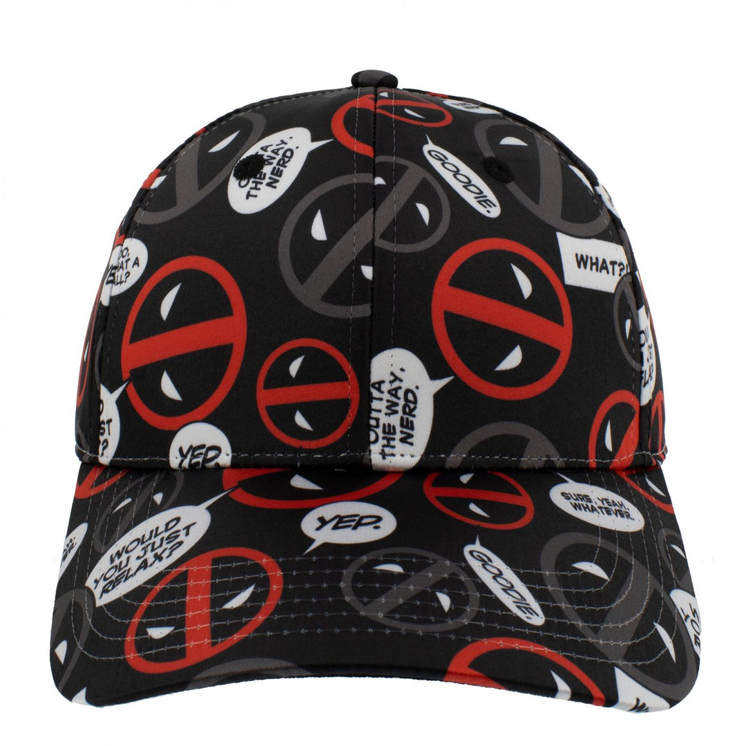 Deadpool Logos and Quotes Collage Snapback Hat Image 2