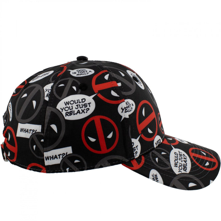 Deadpool Logos and Quotes Collage Snapback Hat Image 3